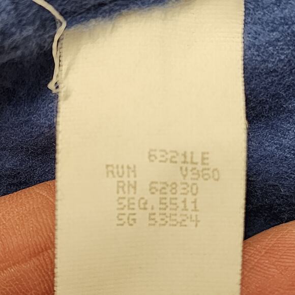 Lands End Chamois Flannel Shirt Mens XL Blue 100% Cotton Pocket Made in USA - Picture 8 of 14